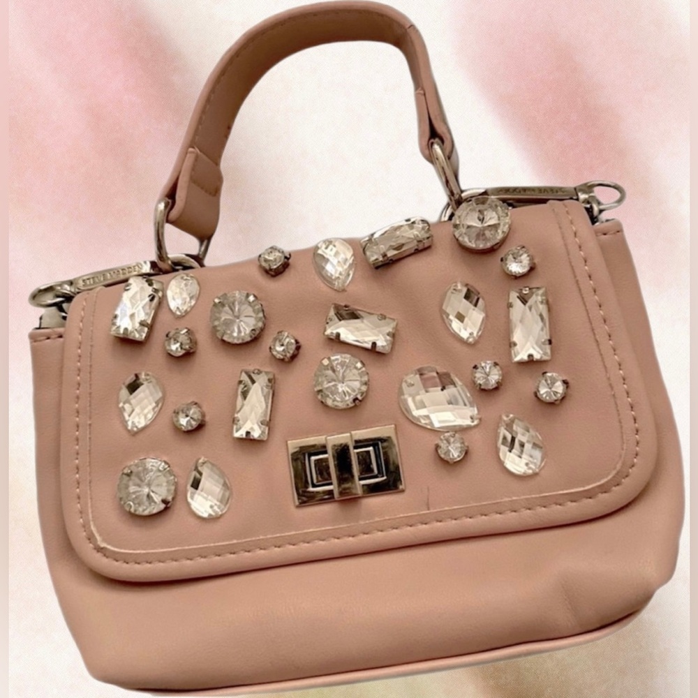 Steve Madden BJESSA Blush Top Handle w/Rhinestones & Chain Crossbody